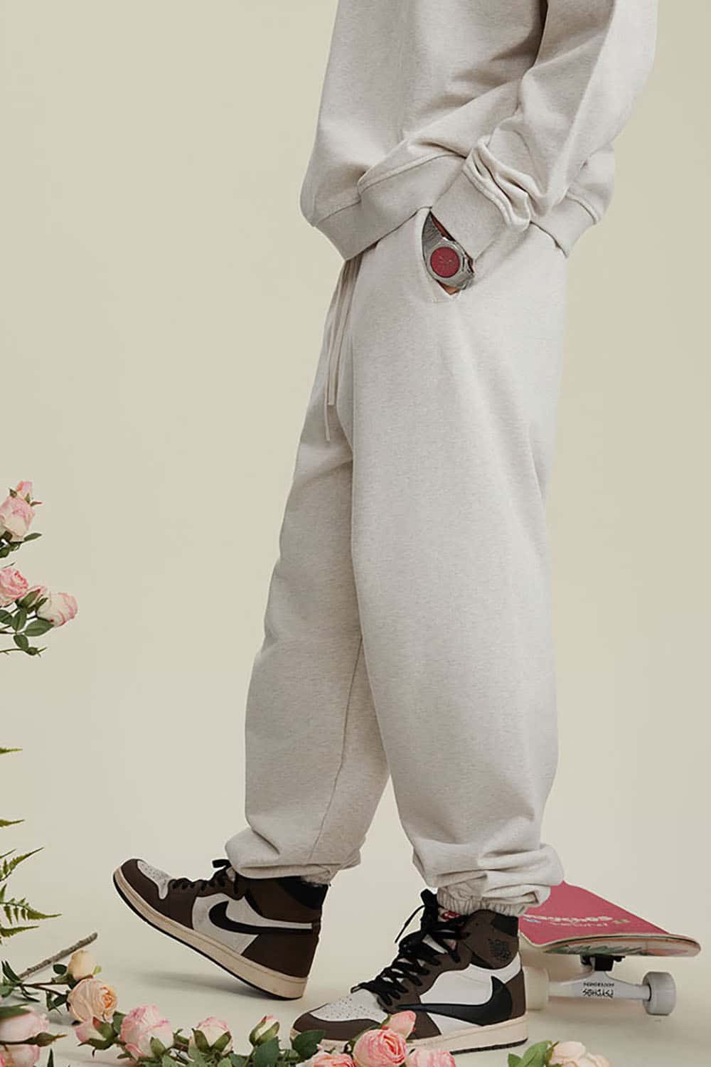 Heavyweight Loopback Cotton Joggers with Cuffed Ankles