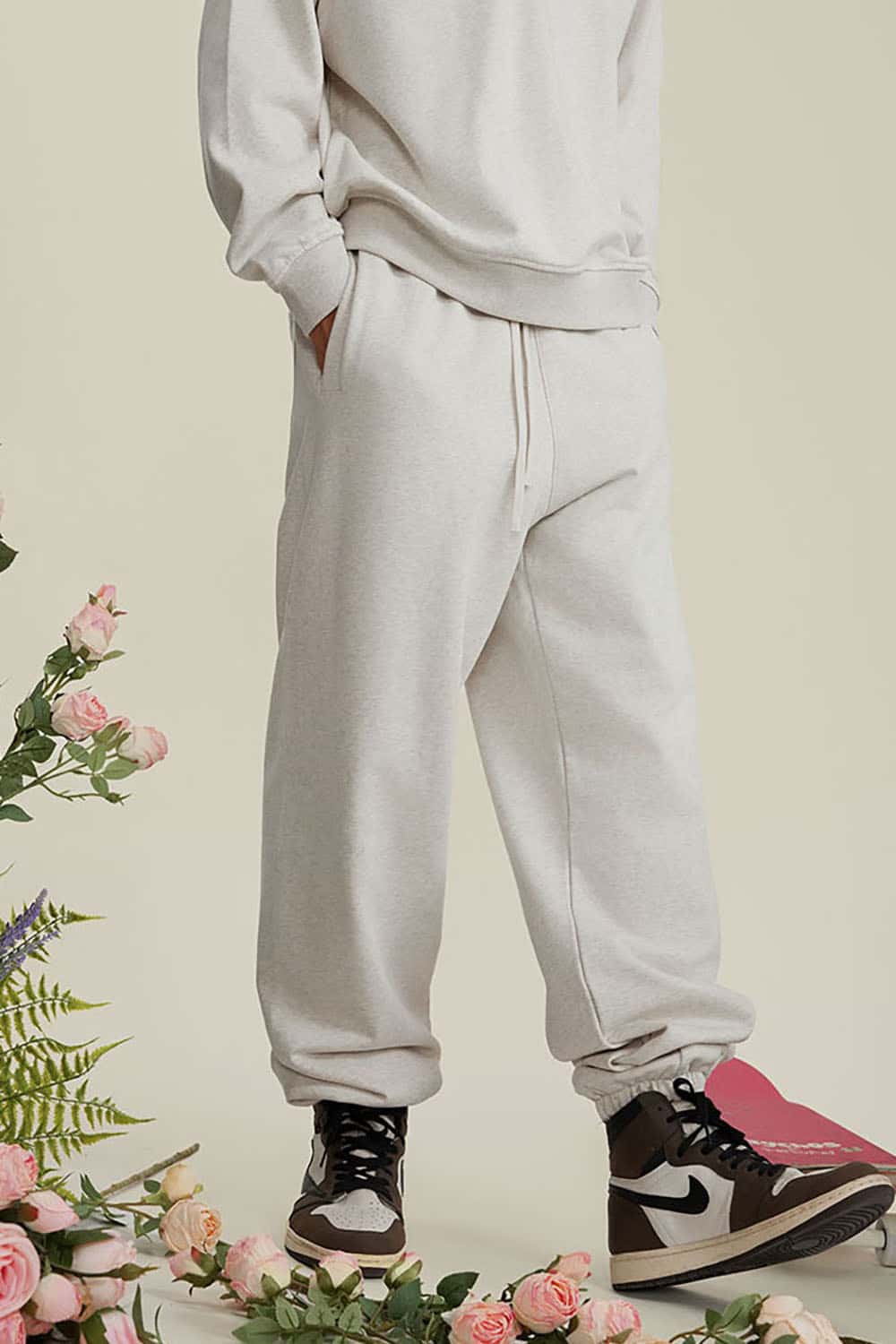 Heavyweight Loopback Cotton Joggers with Cuffed Ankles