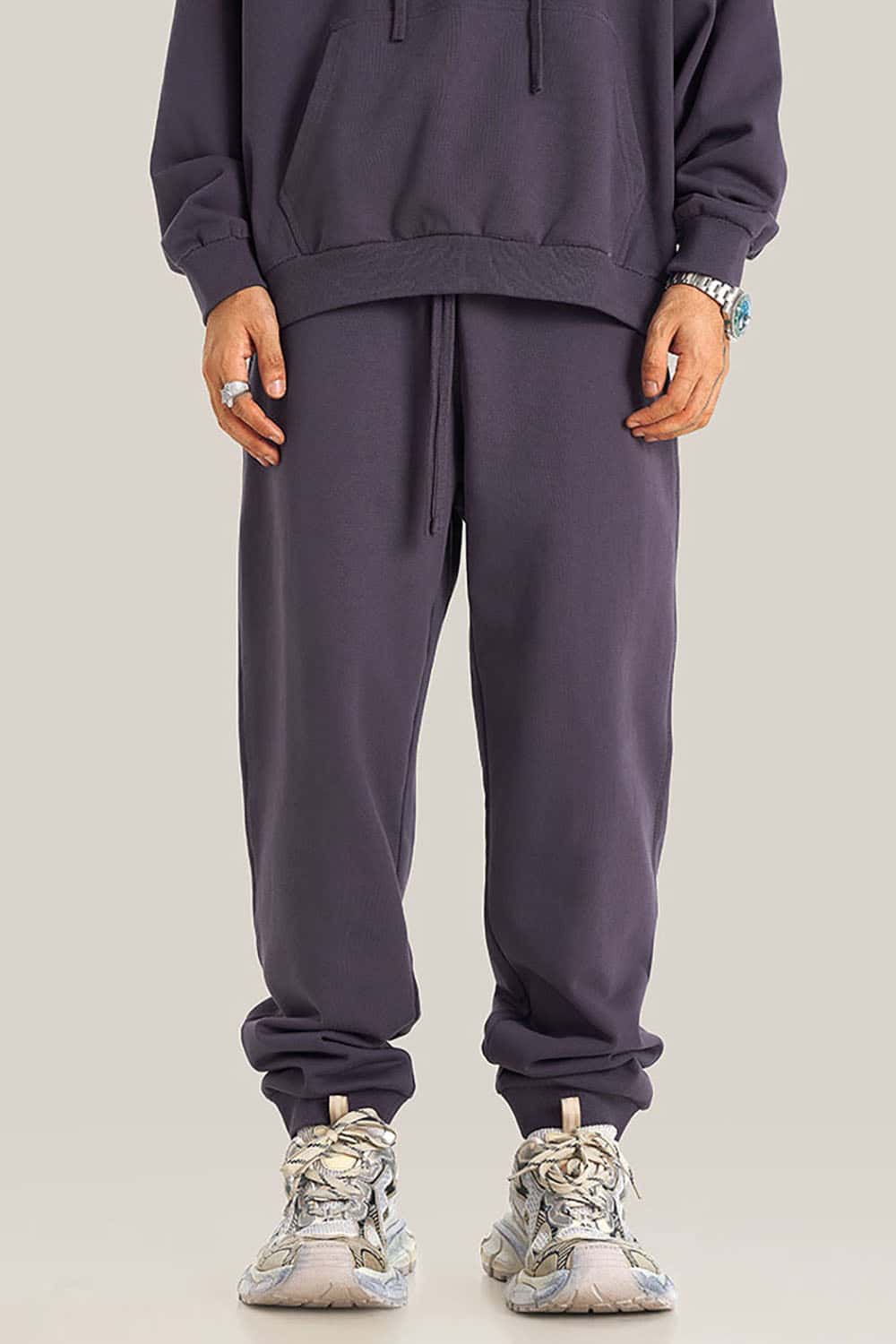 Loose Fit Elastic Cuff Casual Sport Joggers in Solid Color