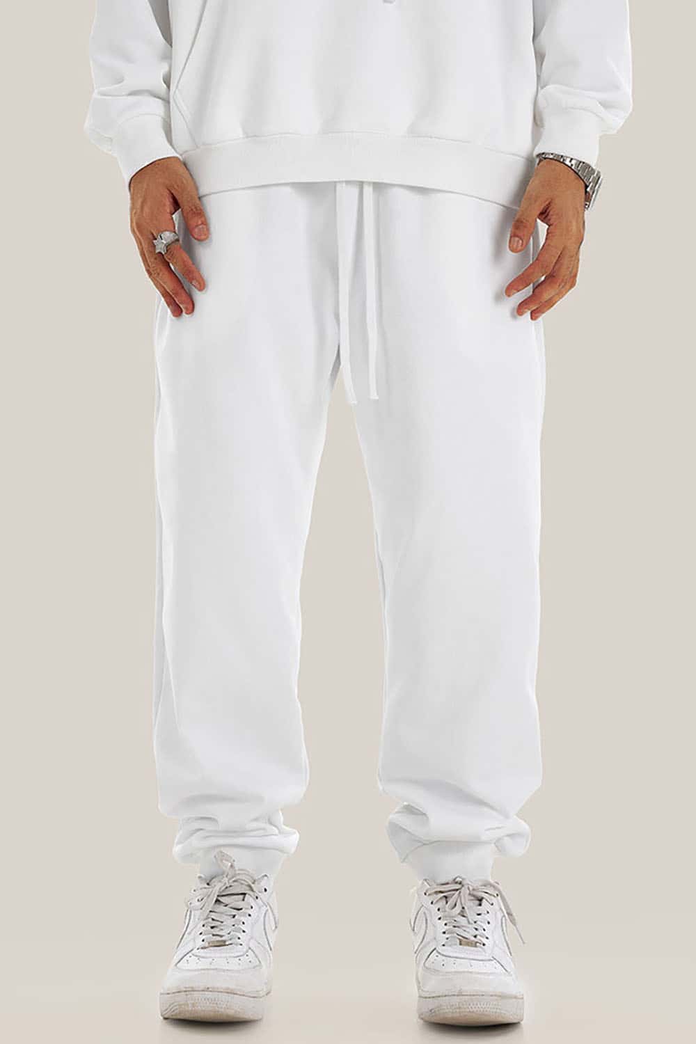 Loose Fit Elastic Cuff Casual Sport Joggers in Solid Color