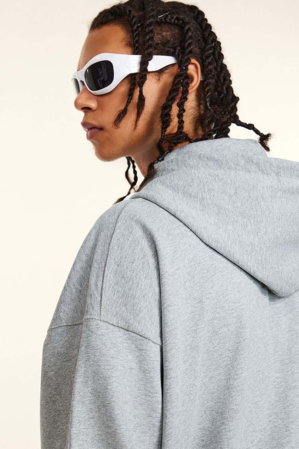 Solid Color Terry Zip-Up Hoodie with Loose Casual Fit
