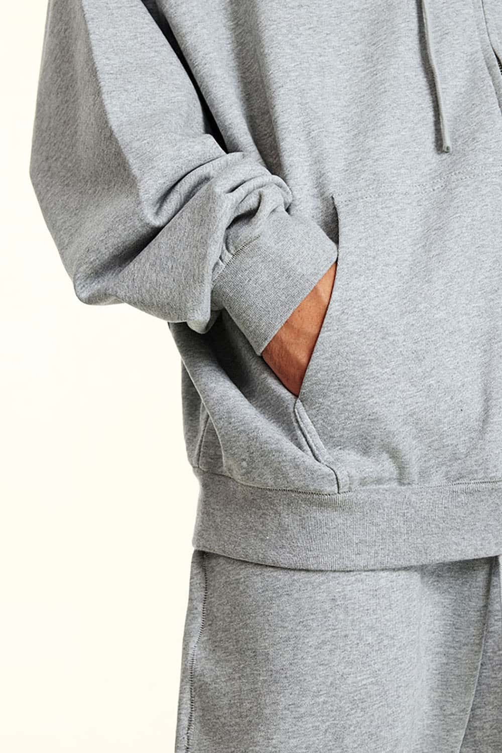 Solid Color Terry Zip-Up Hoodie with Loose Casual Fit