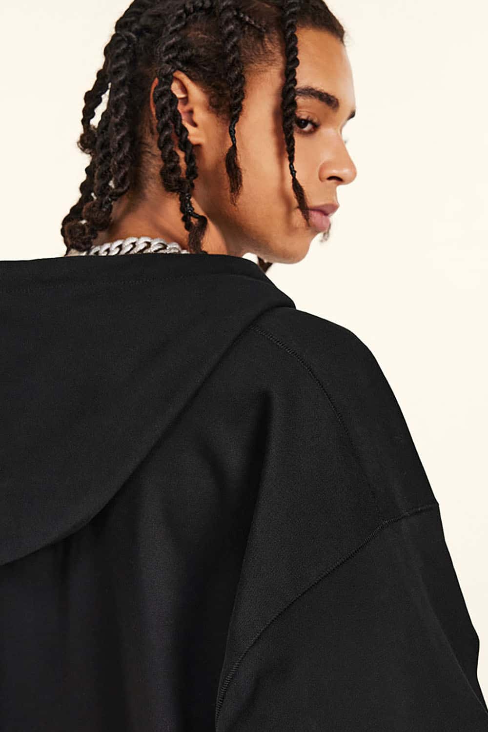 Solid Color Terry Zip-Up Hoodie with Loose Casual Fit