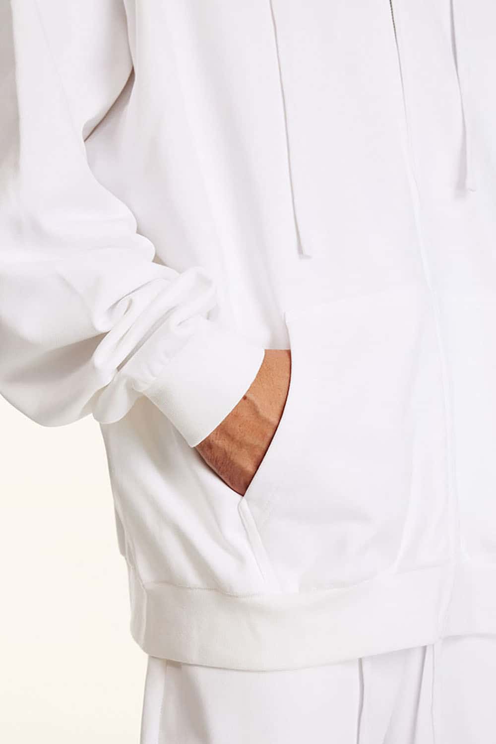 Solid Color Terry Zip-Up Hoodie with Loose Casual Fit