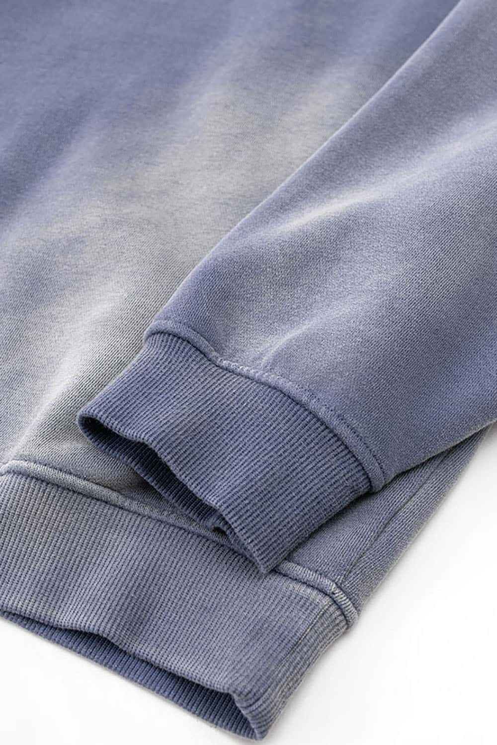 Vintage Hiphop Gradient Fleece Sweatshirt with Loose Crew Neck