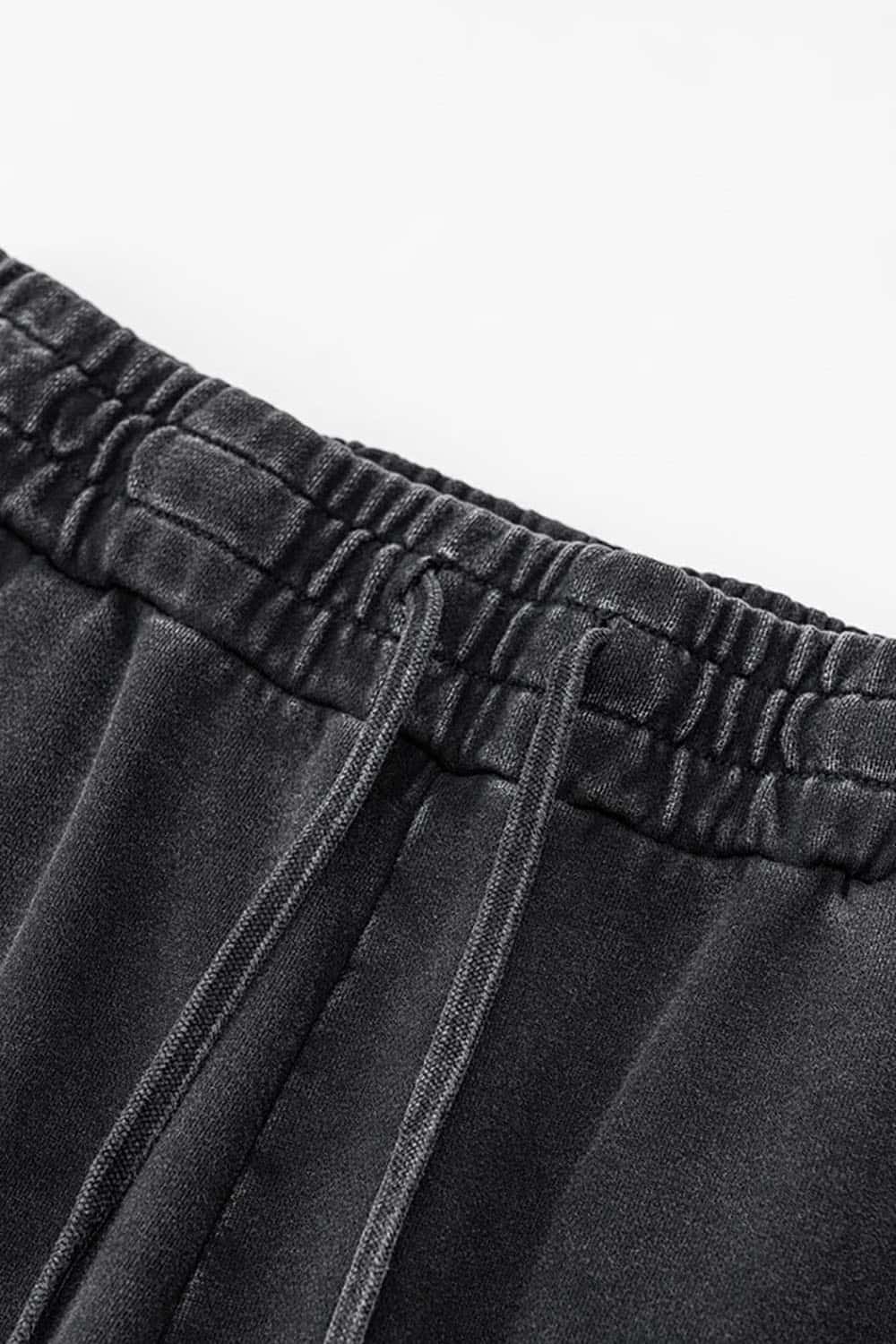 Streetwear Loose Casual Pants with Elastic Cuffs and Washed Finish