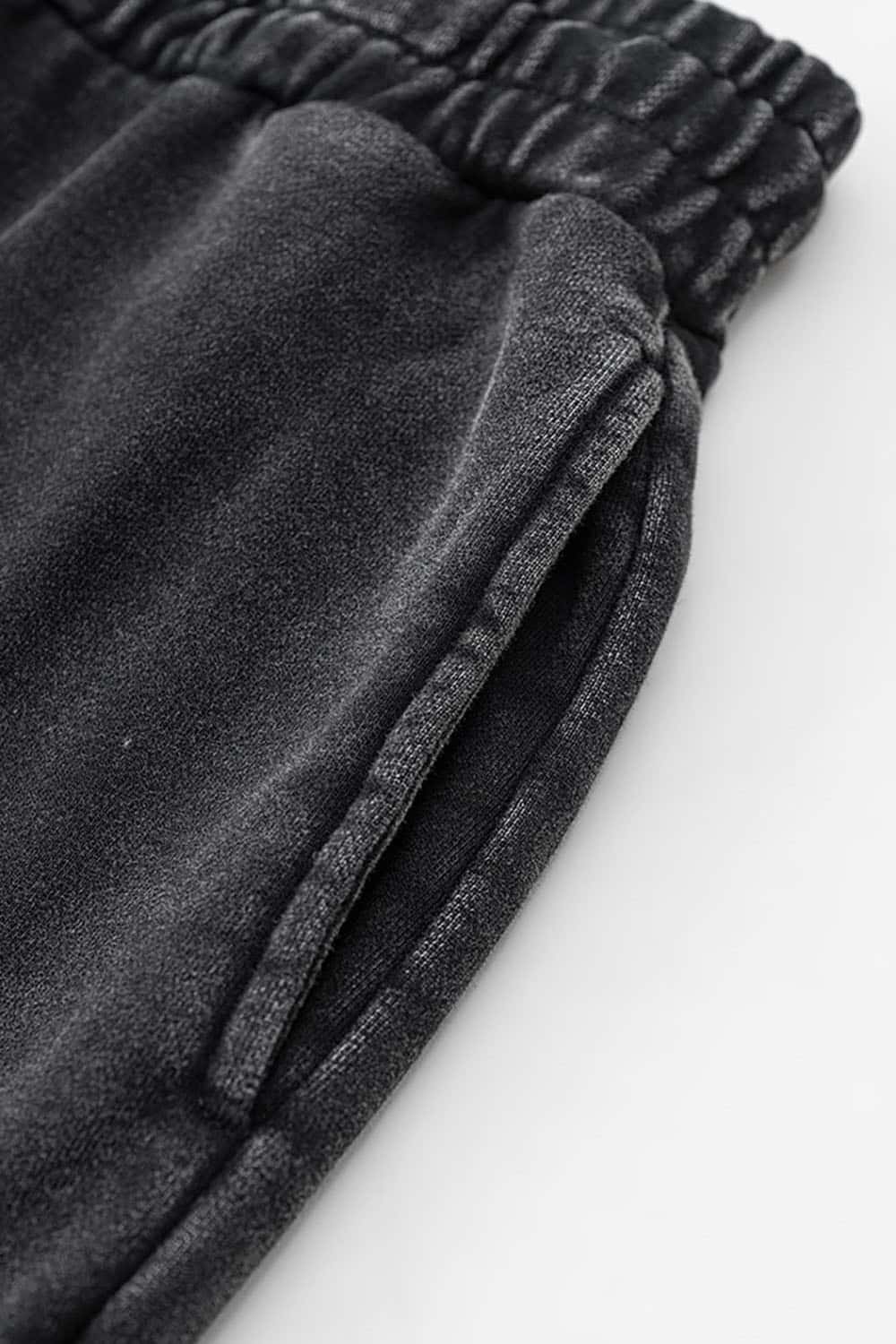 Streetwear Loose Casual Pants with Elastic Cuffs and Washed Finish