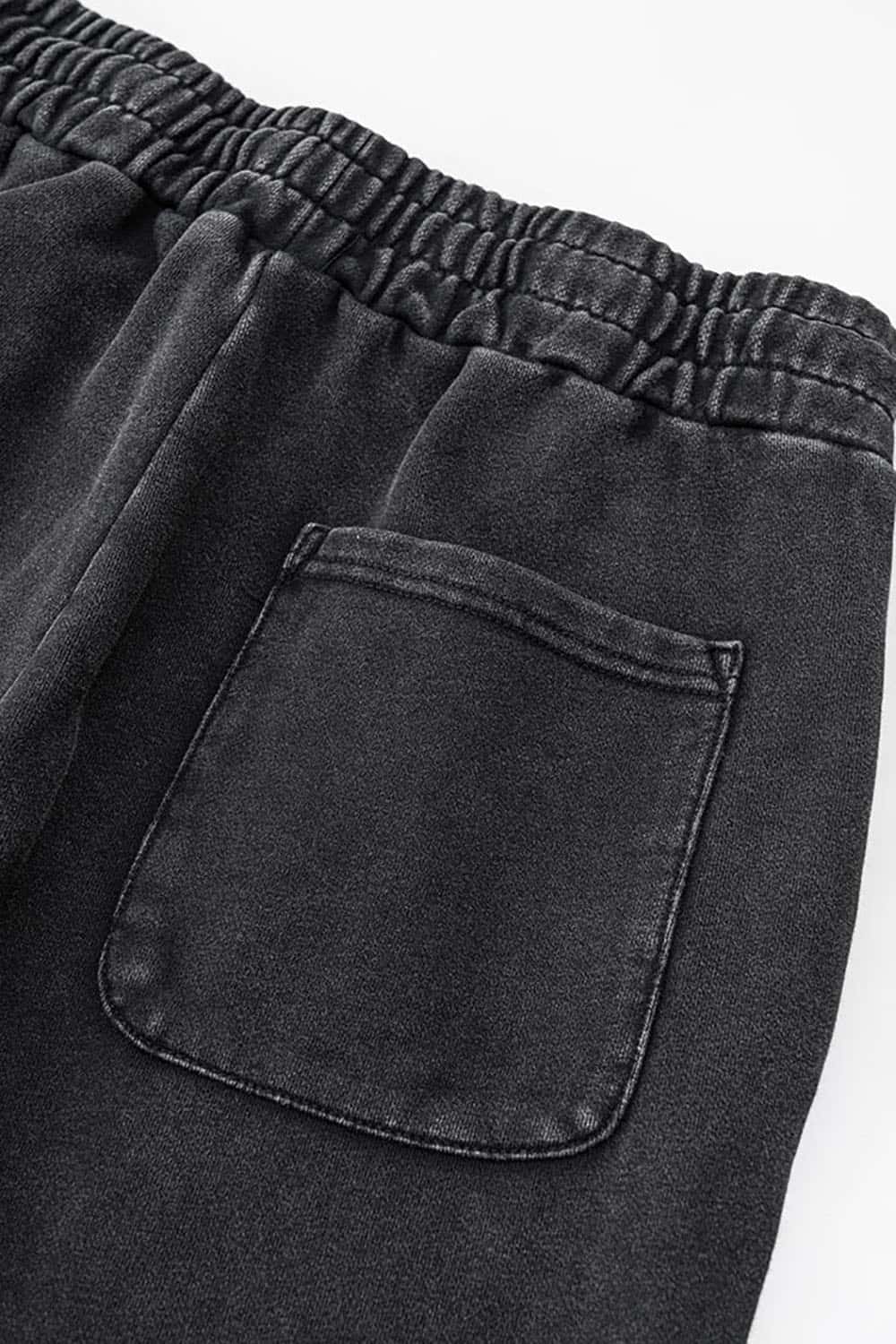Streetwear Loose Casual Pants with Elastic Cuffs and Washed Finish