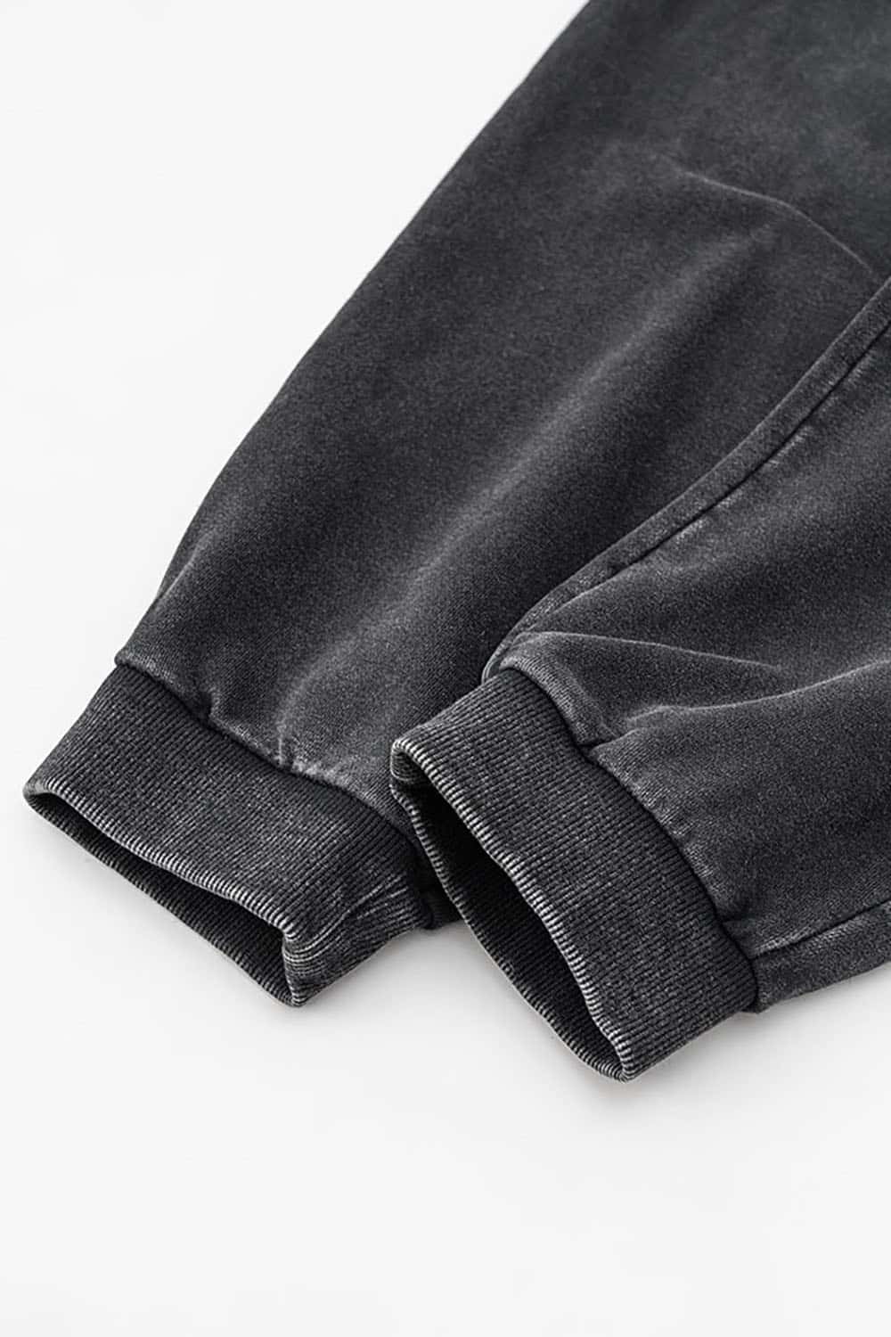 Streetwear Loose Casual Pants with Elastic Cuffs and Washed Finish