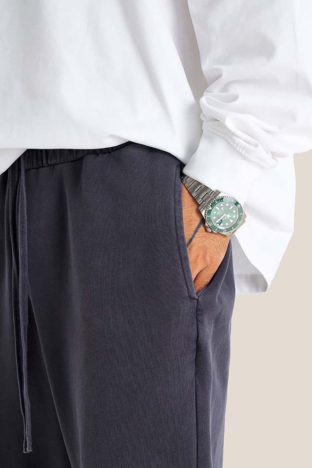 Streetwear Loose Casual Pants with Elastic Cuffs and Washed Finish