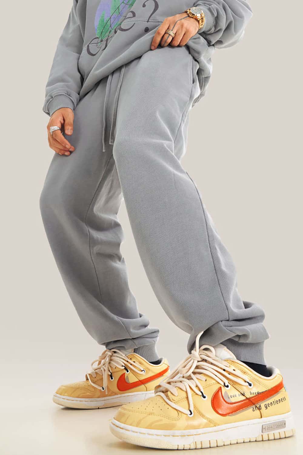 Streetwear Loose Casual Pants with Elastic Cuffs and Washed Finish