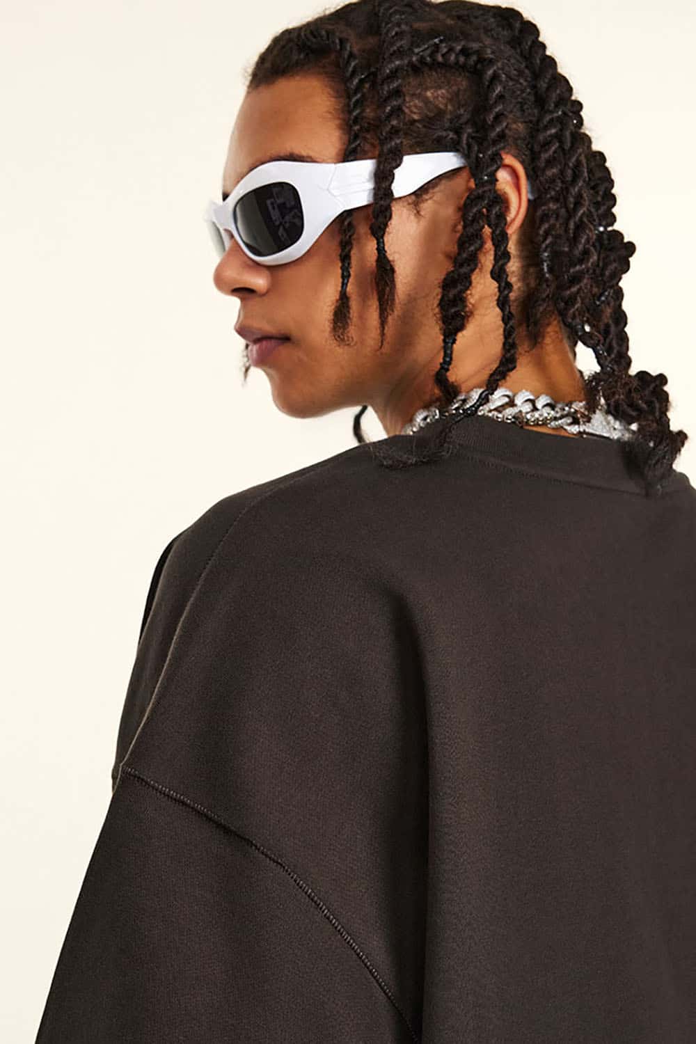 Loose Solid Color 440G Heavyweight Drop-Shoulder Basic Crew Neck Sweatshirt