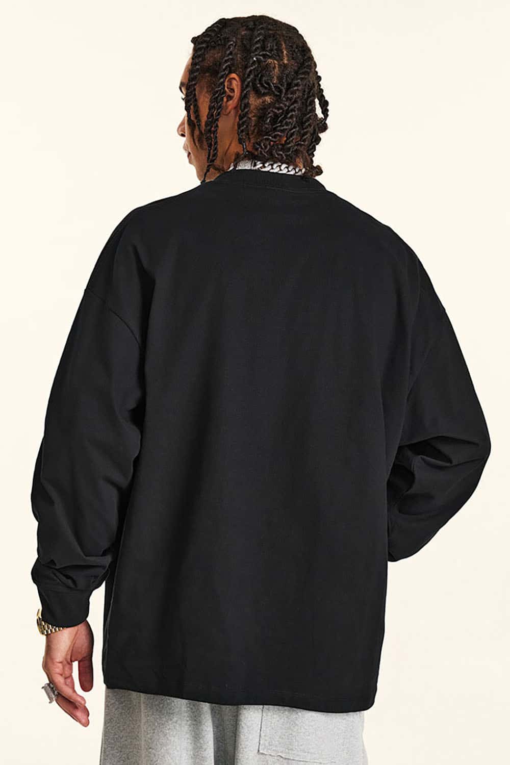 High Street Vintage Oversize Washed Long Sleeve Crew Neck T-Shirt