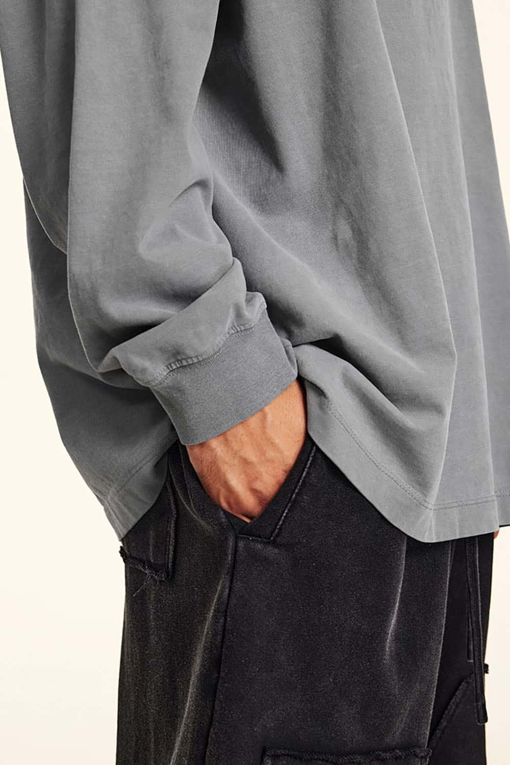 High Street Vintage Oversize Washed Long Sleeve Crew Neck T-Shirt