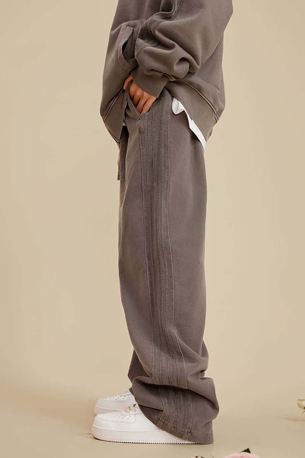 Heavyweight 450G Washed Long Loose Straight-Leg Sports Pants