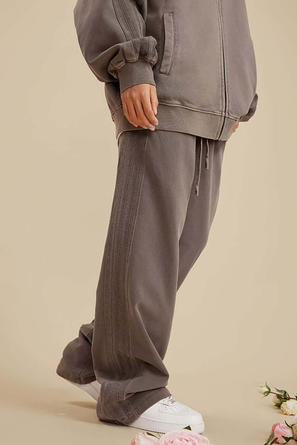 Heavyweight 450G Washed Long Loose Straight-Leg Sports Pants