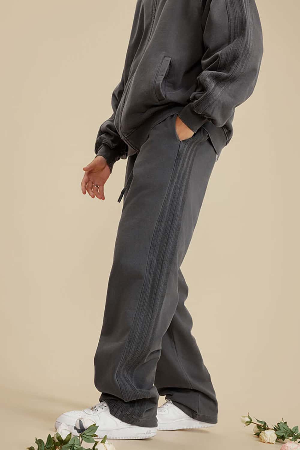 Heavyweight 450G Washed Long Loose Straight-Leg Sports Pants