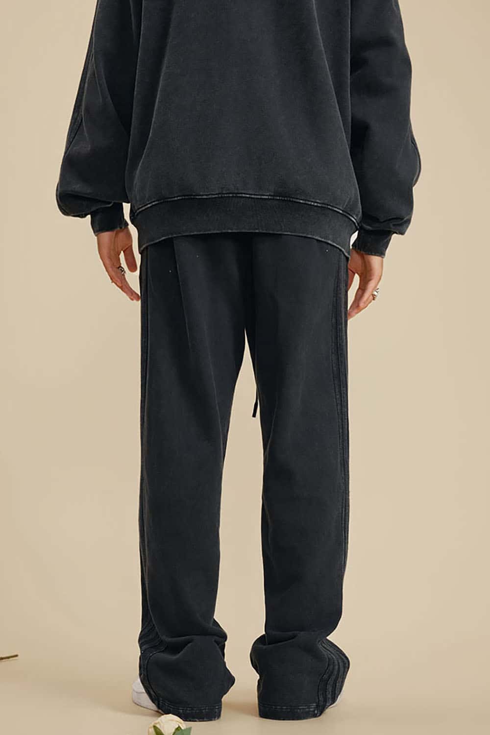 Heavyweight 450G Washed Long Loose Straight-Leg Sports Pants