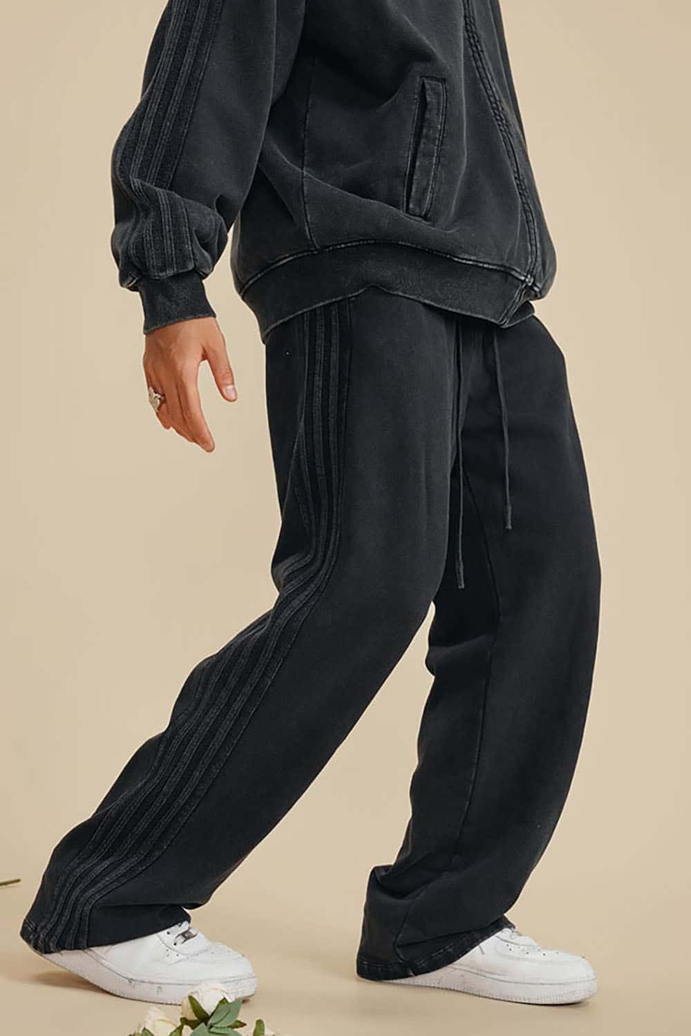 Heavyweight 450G Washed Long Loose Straight-Leg Sports Pants