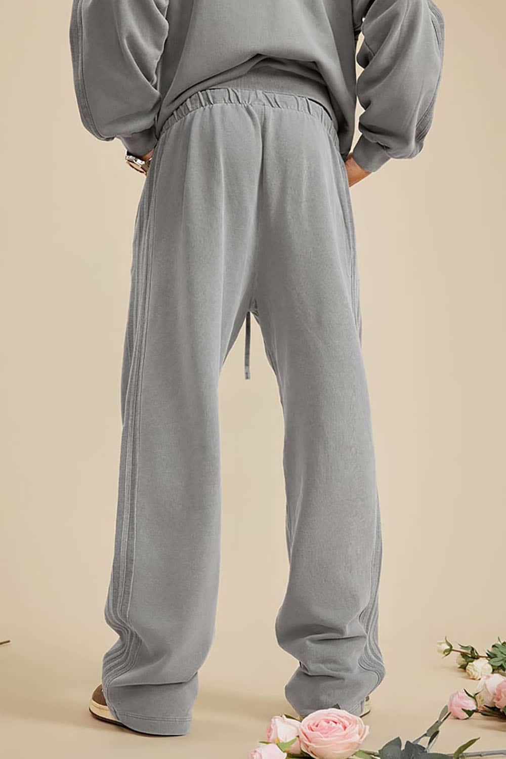 Heavyweight 450G Washed Long Loose Straight-Leg Sports Pants