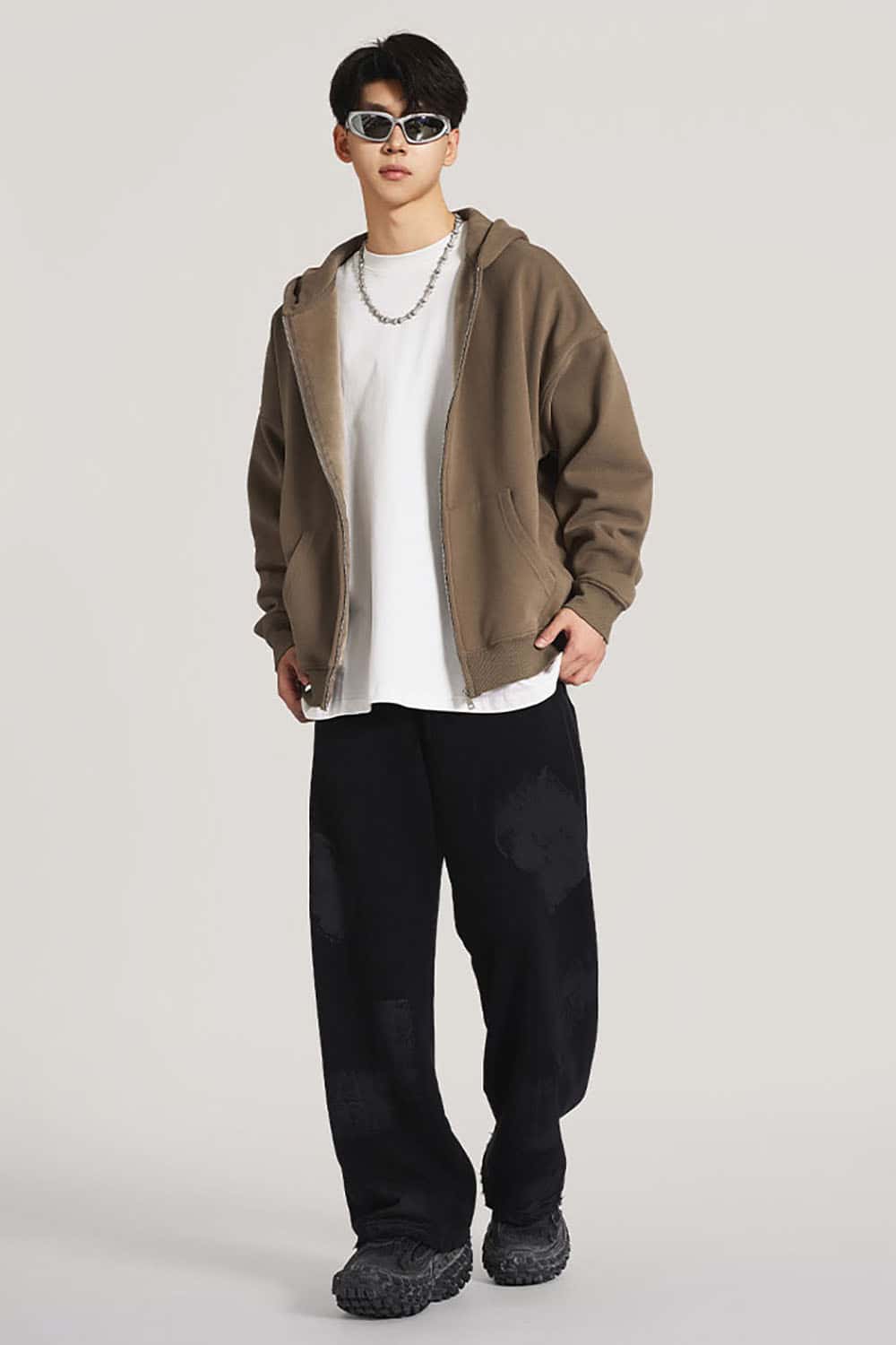 Heavyweight Fleece-Lined Loose Fit Hooded Zip-Up Jacket