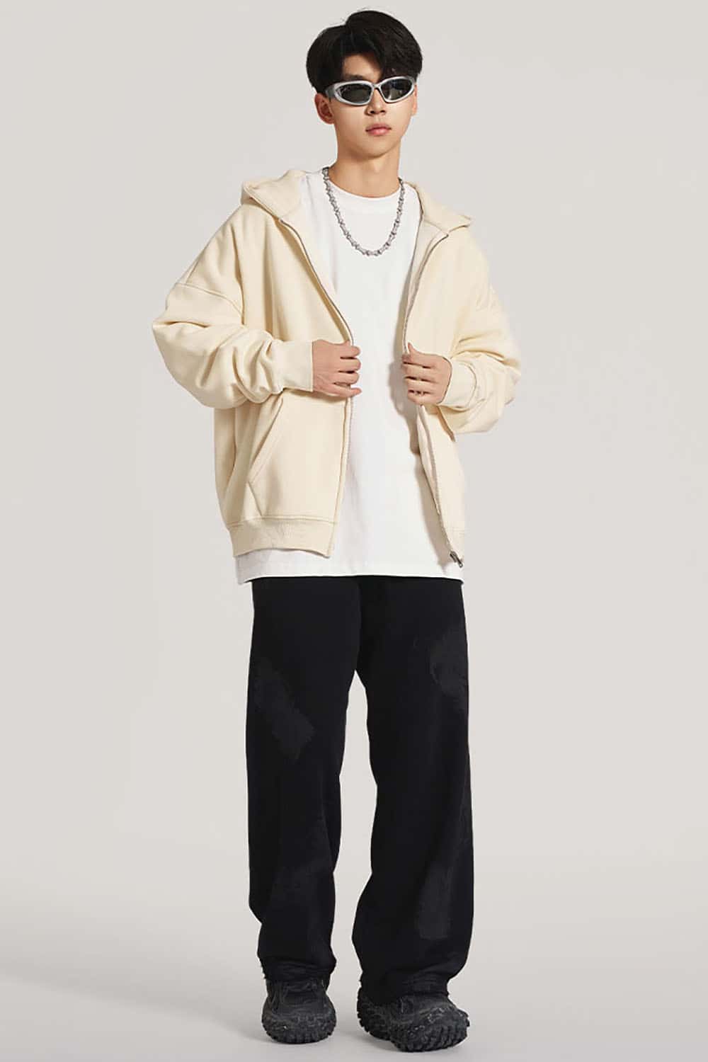 Heavyweight Fleece-Lined Loose Fit Hooded Zip-Up Jacket