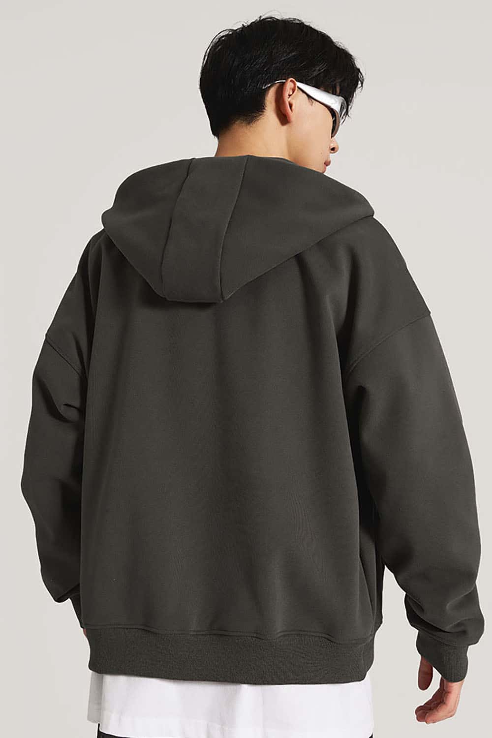 Heavyweight Fleece-Lined Loose Fit Hooded Zip-Up Jacket