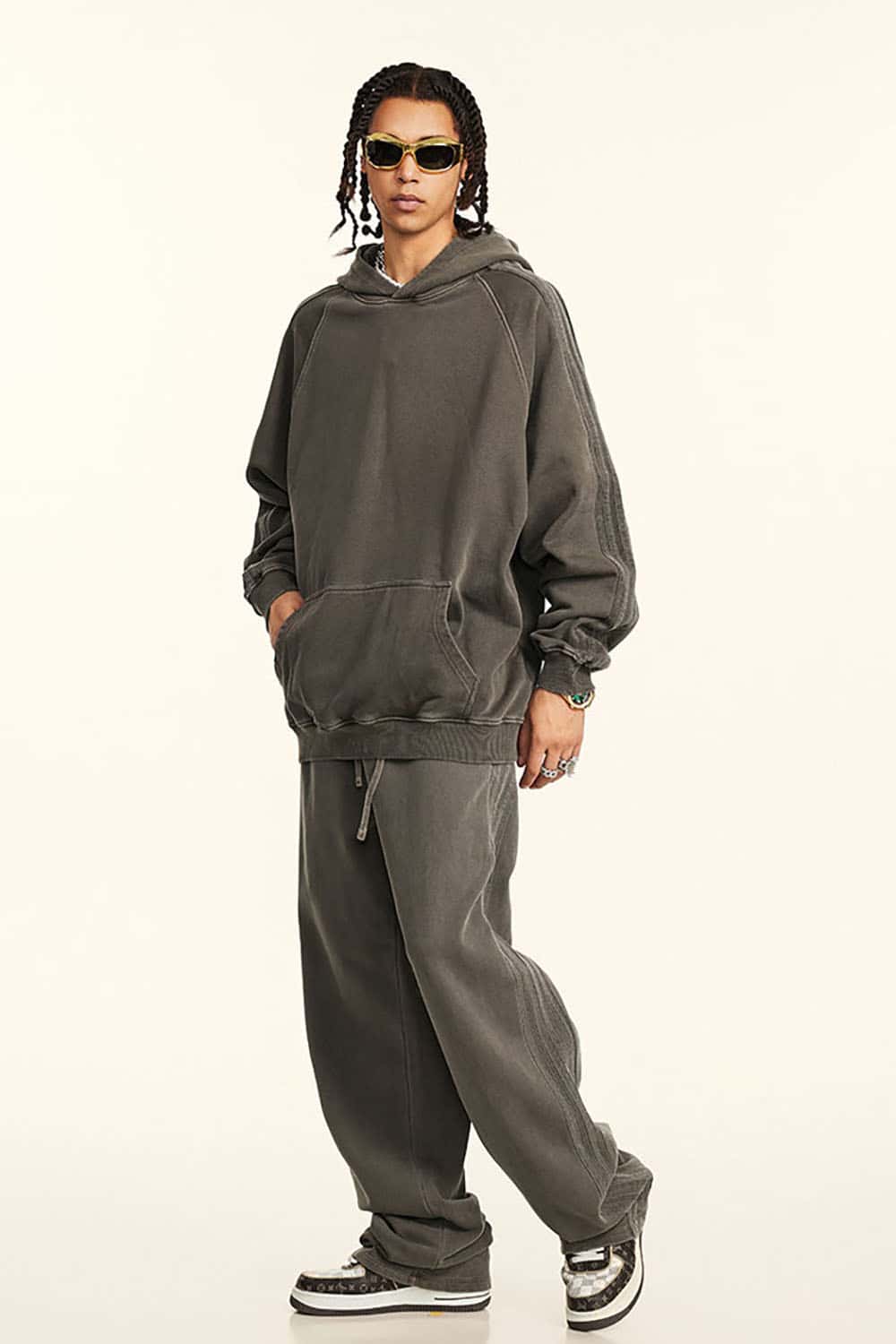 Loose-Fit Basic Cotton Terry Washed Hoodie
