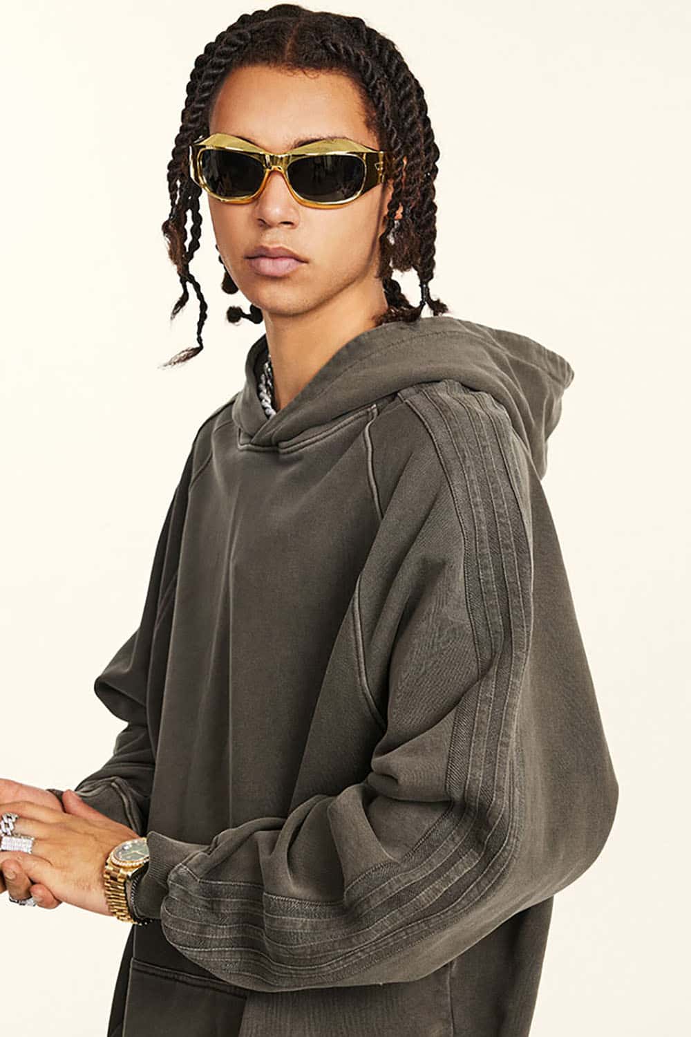 Loose-Fit Basic Cotton Terry Washed Hoodie