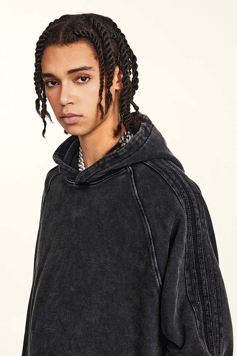 Loose-Fit Basic Cotton Terry Washed Hoodie