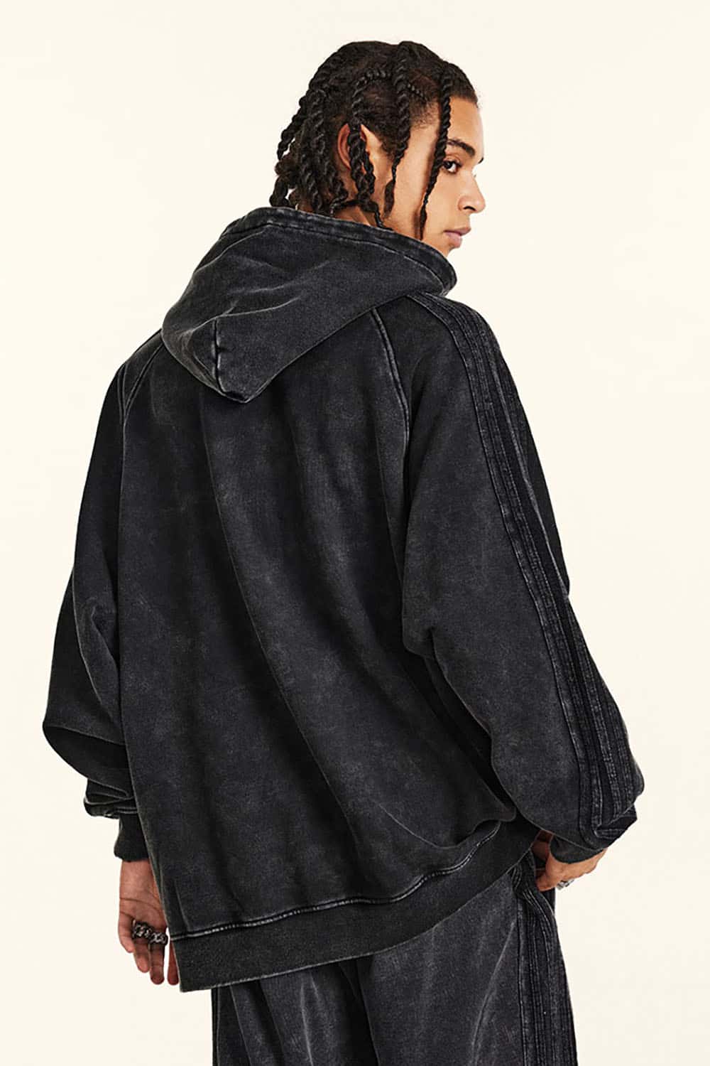 Loose-Fit Basic Cotton Terry Washed Hoodie