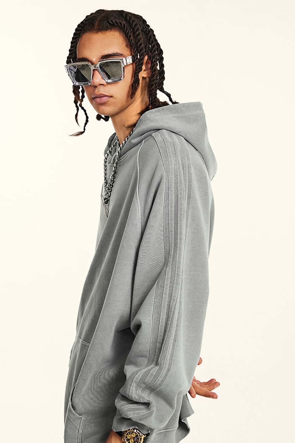 Loose-Fit Basic Cotton Terry Washed Hoodie
