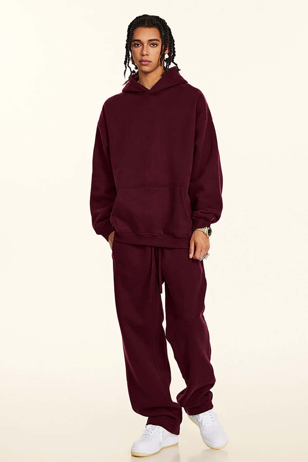 Solid Color Casual Loose Plus-Size Thick Hoodie with Fleece Lining