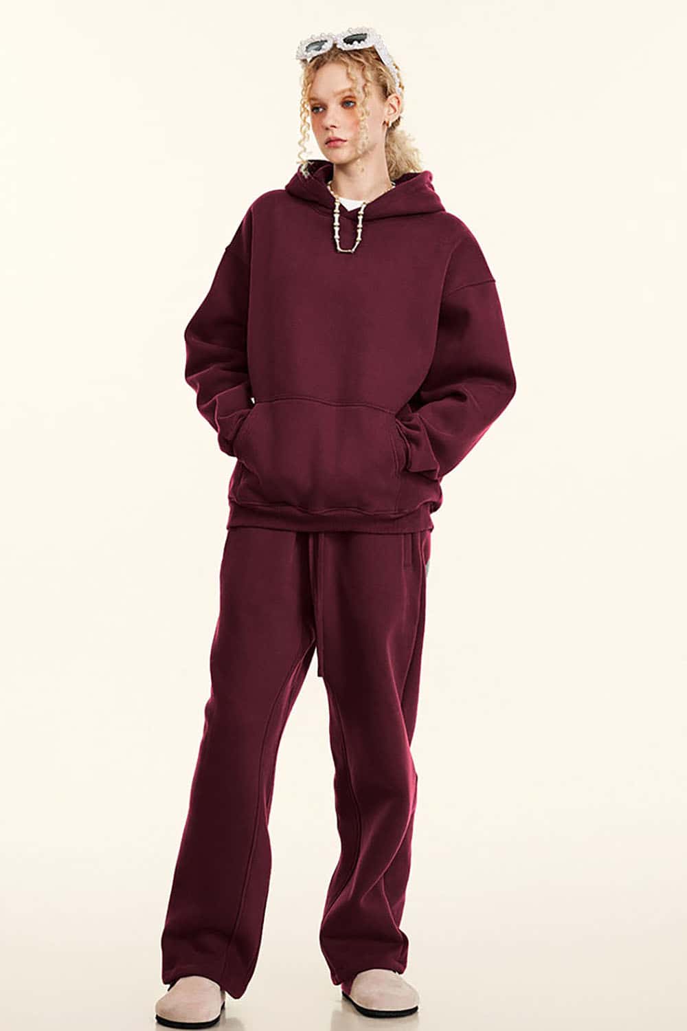Solid Color Casual Loose Plus-Size Thick Hoodie with Fleece Lining