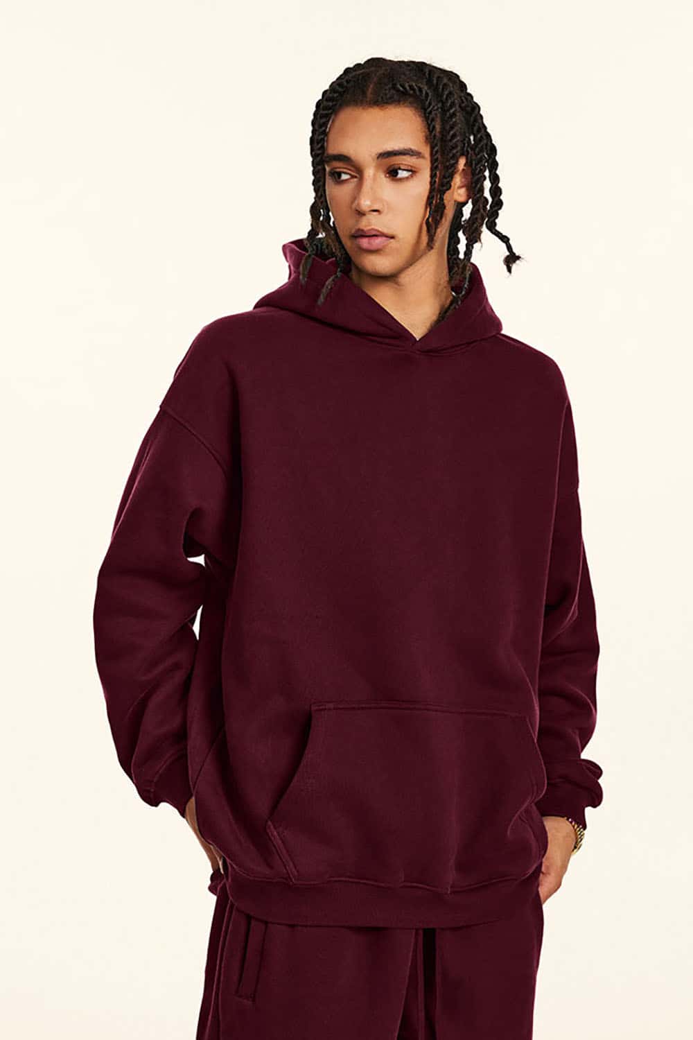 Solid Color Casual Loose Plus-Size Thick Hoodie with Fleece Lining