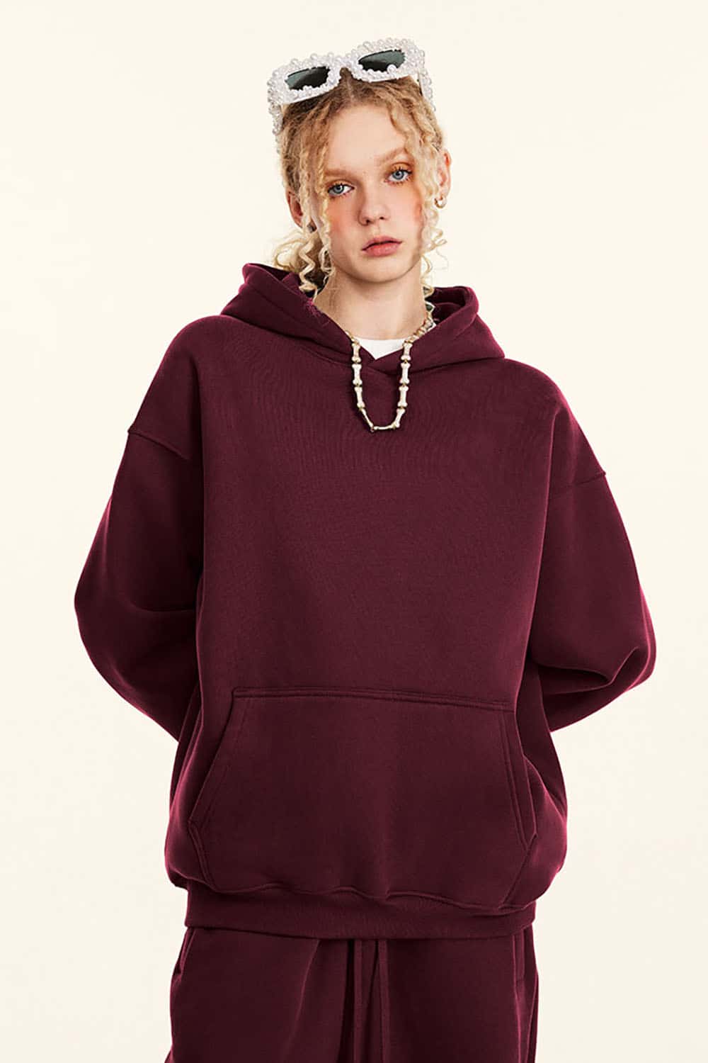 Solid Color Casual Loose Plus-Size Thick Hoodie with Fleece Lining