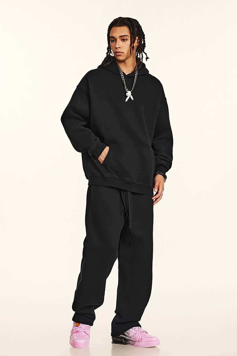 Solid Color Casual Loose Plus-Size Thick Hoodie with Fleece Lining