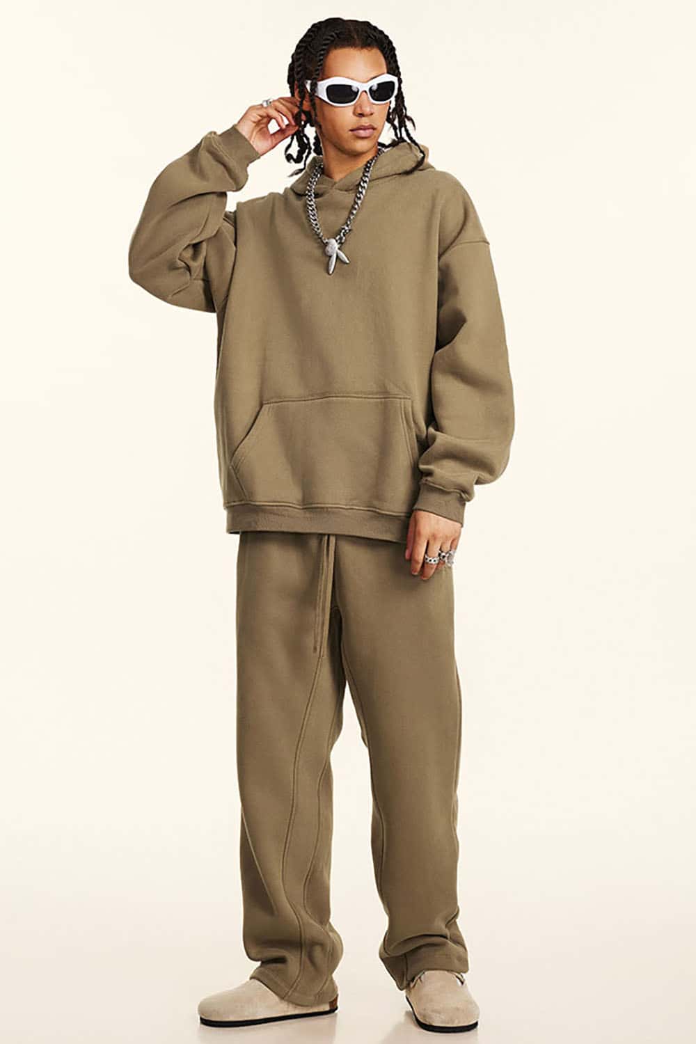 Solid Color Casual Loose Plus-Size Thick Hoodie with Fleece Lining