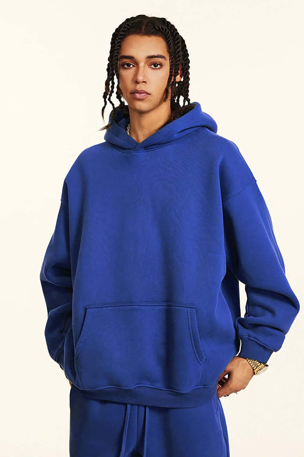 Solid Color Casual Loose Plus-Size Thick Hoodie with Fleece Lining