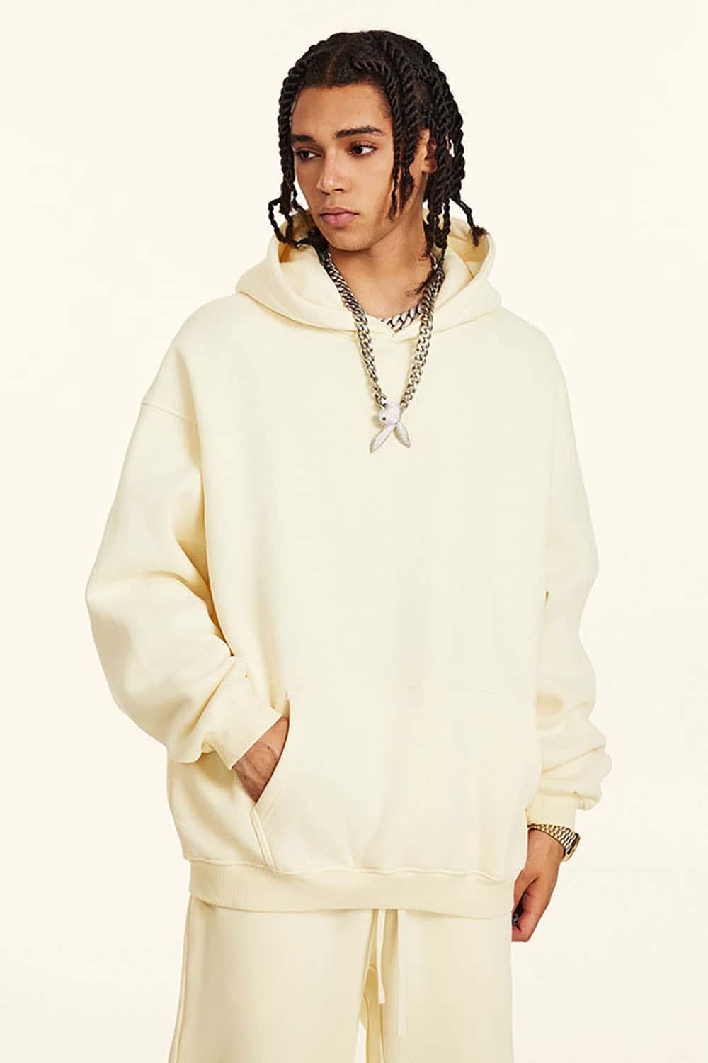 Solid Color Casual Loose Plus-Size Thick Hoodie with Fleece Lining