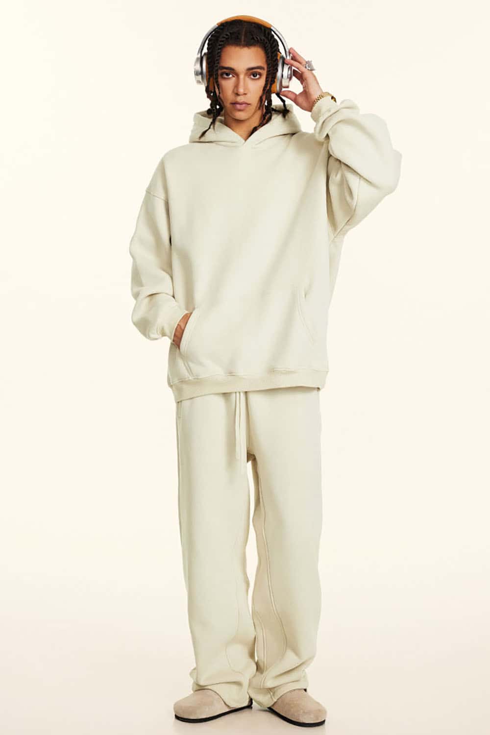 Solid Color Casual Loose Plus-Size Thick Hoodie with Fleece Lining