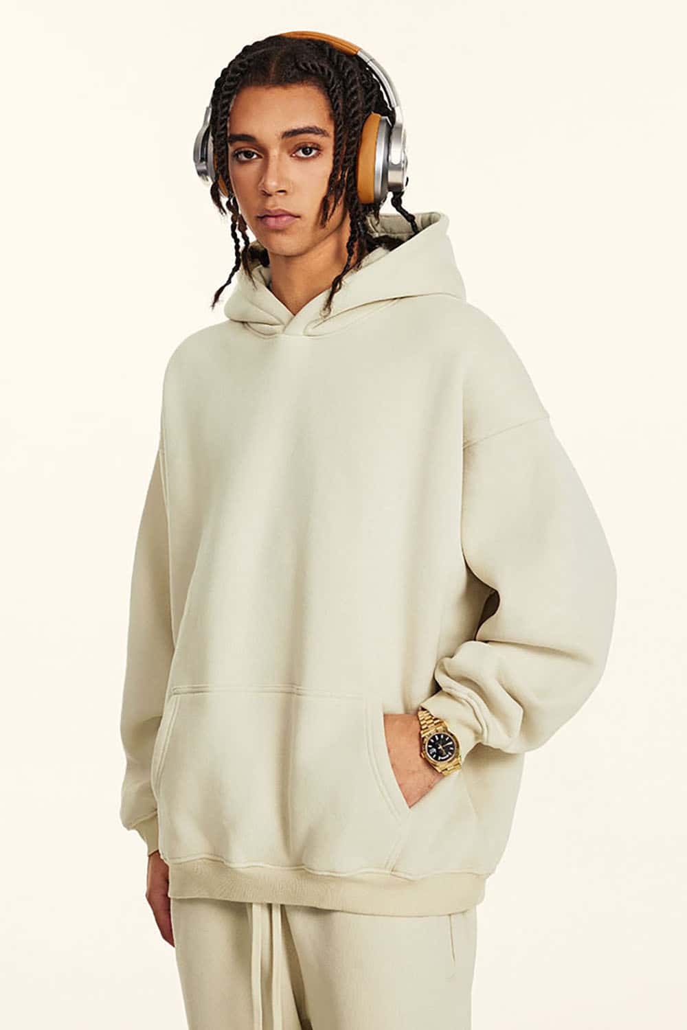 Solid Color Casual Loose Plus-Size Thick Hoodie with Fleece Lining