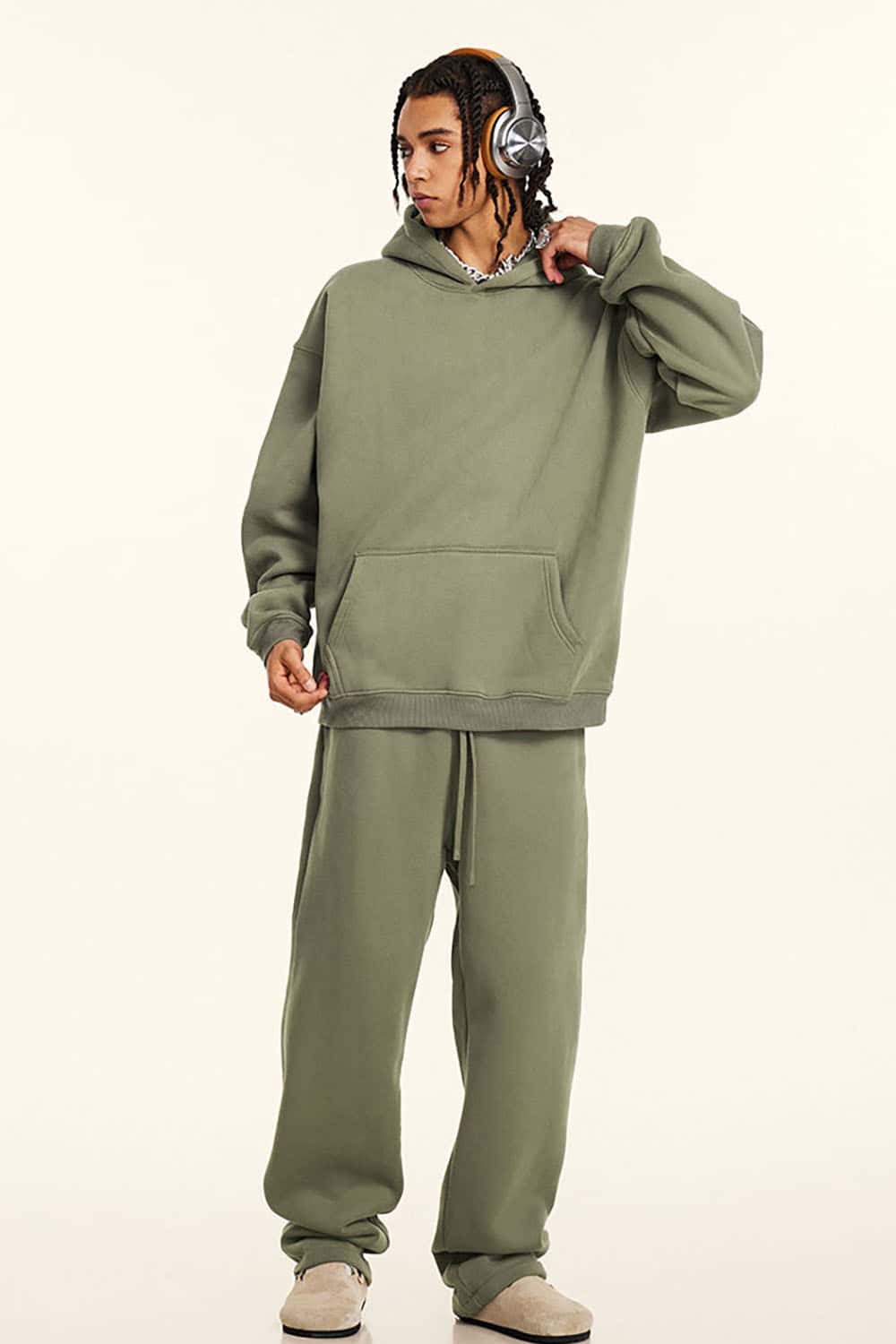 Solid Color Casual Loose Plus-Size Thick Hoodie with Fleece Lining