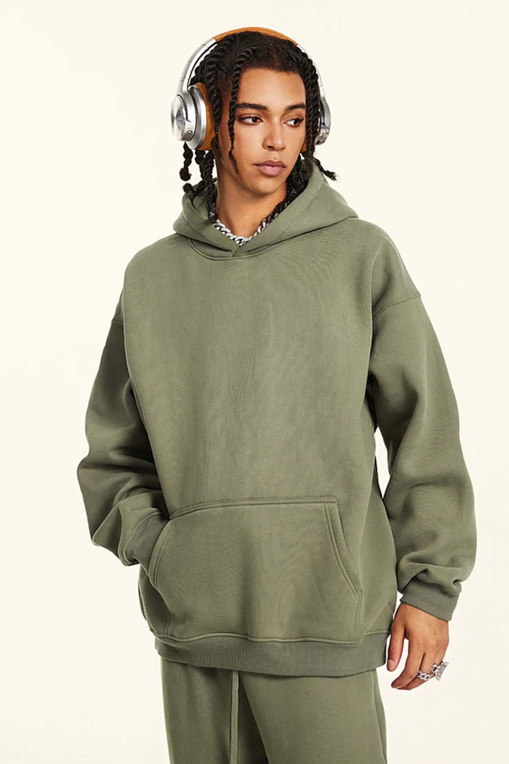 Solid Color Casual Loose Plus-Size Thick Hoodie with Fleece Lining