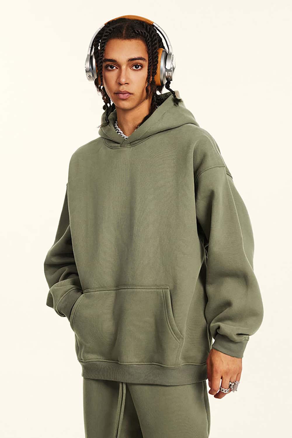 Solid Color Casual Loose Plus-Size Thick Hoodie with Fleece Lining