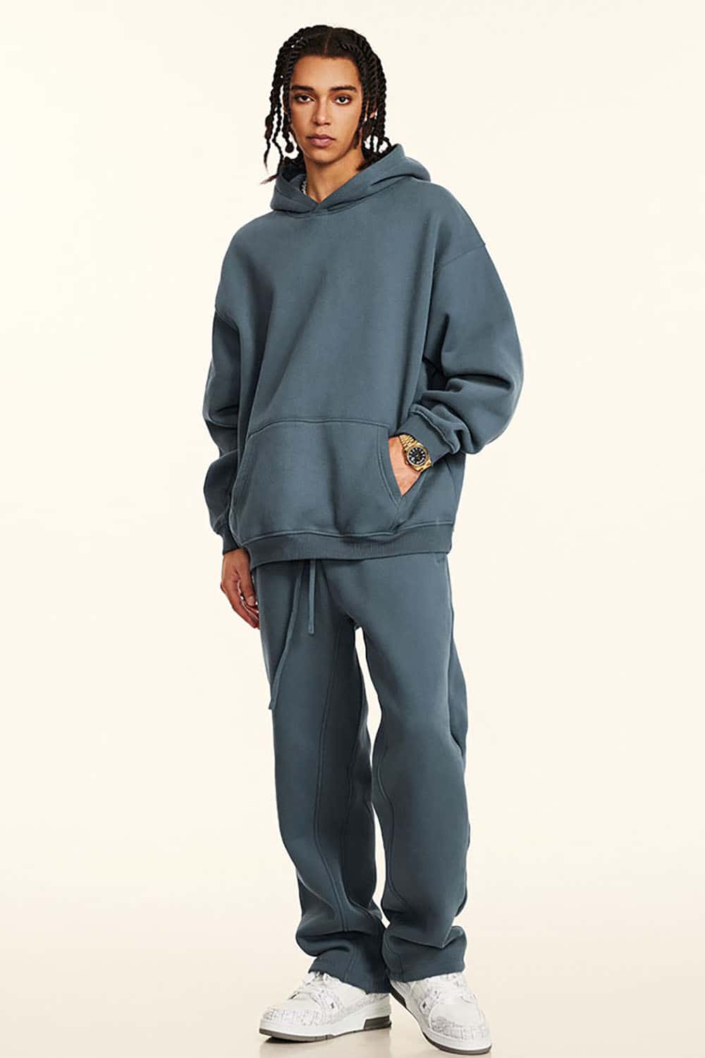 Solid Color Casual Loose Plus-Size Thick Hoodie with Fleece Lining