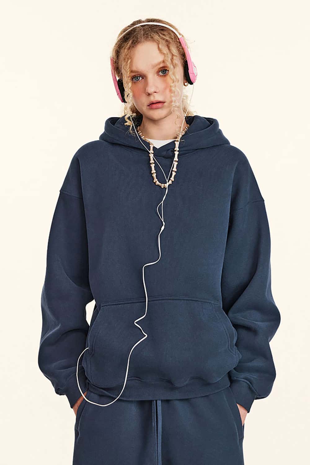 Solid Color Casual Loose Plus-Size Thick Hoodie with Fleece Lining