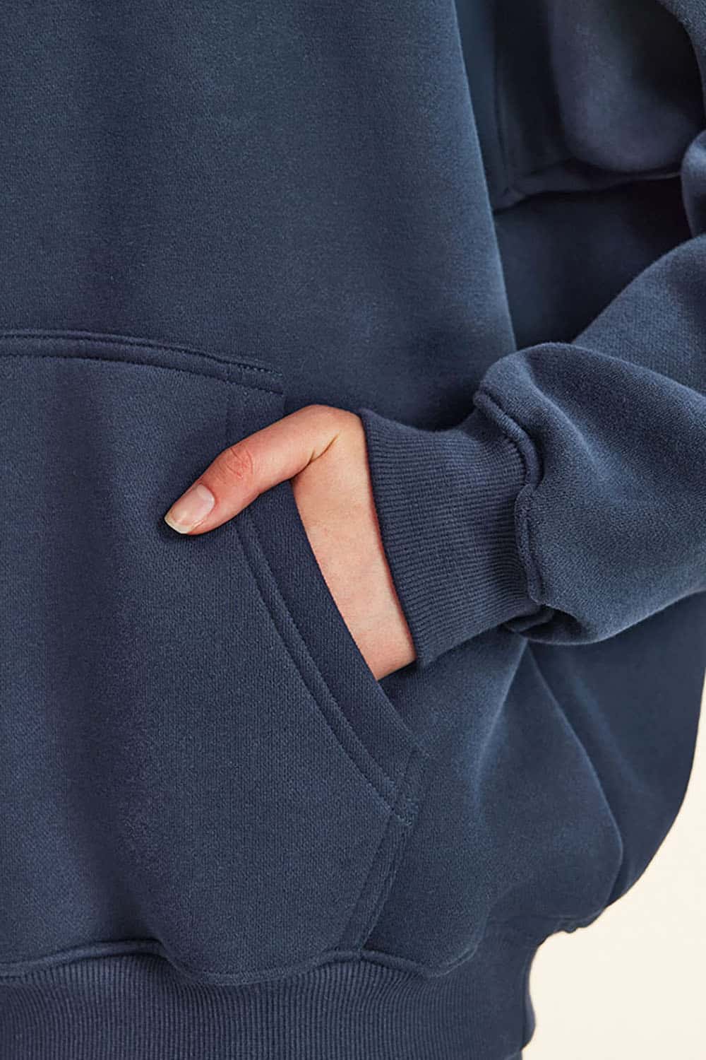 Solid Color Casual Loose Plus-Size Thick Hoodie with Fleece Lining