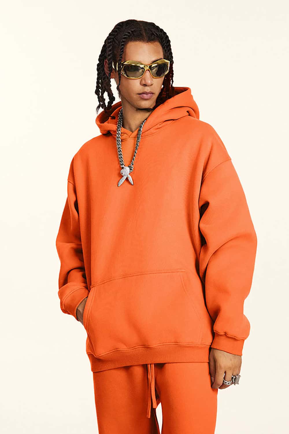 Solid Color Casual Loose Plus-Size Thick Hoodie with Fleece Lining