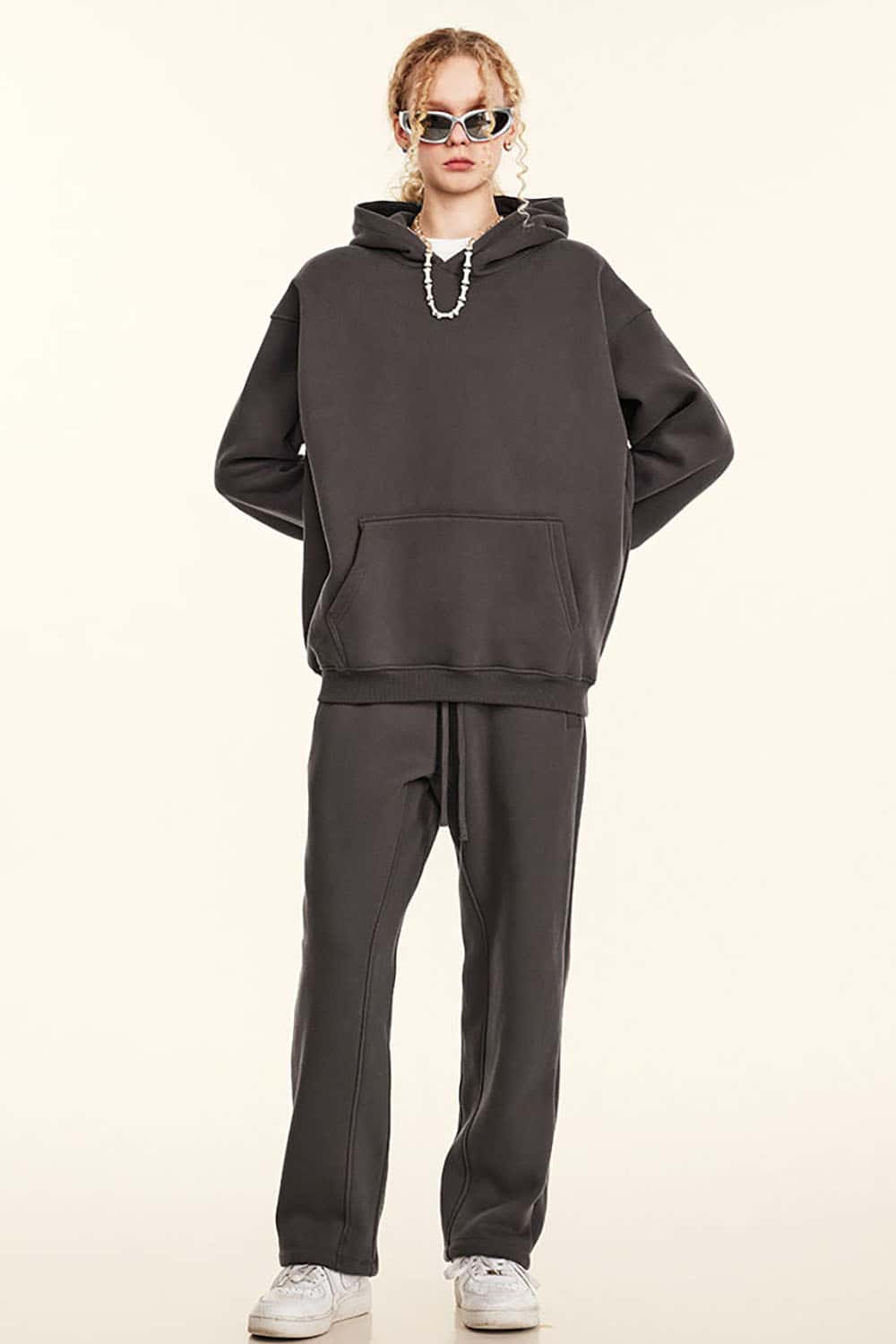 Solid Color Casual Loose Plus-Size Thick Hoodie with Fleece Lining